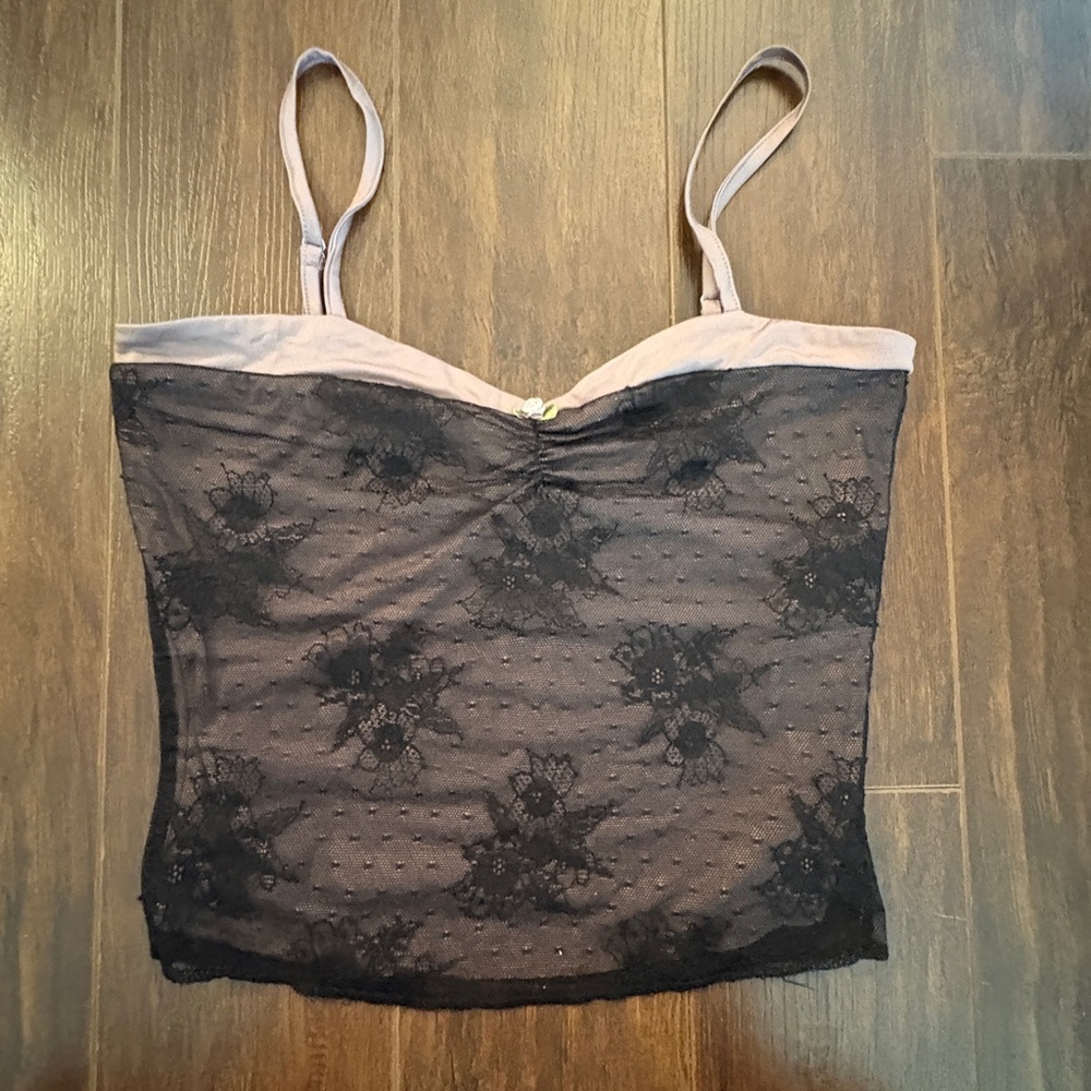 Hesperios Mauve Lace Tank Top Small - Picture 2 of 9